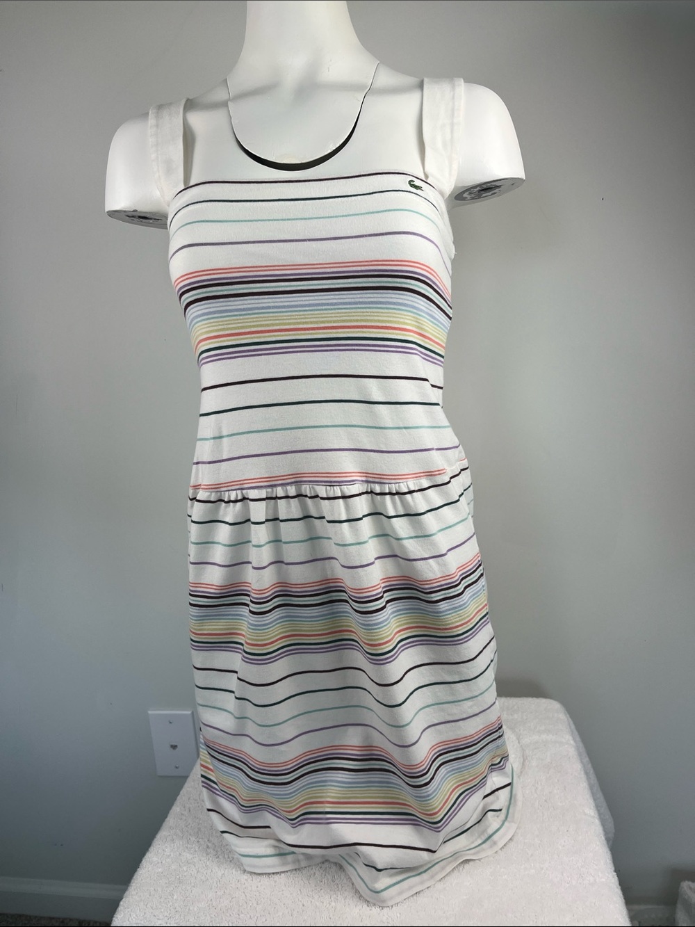 Lacoste Striped Drop-Waist Tank Dress